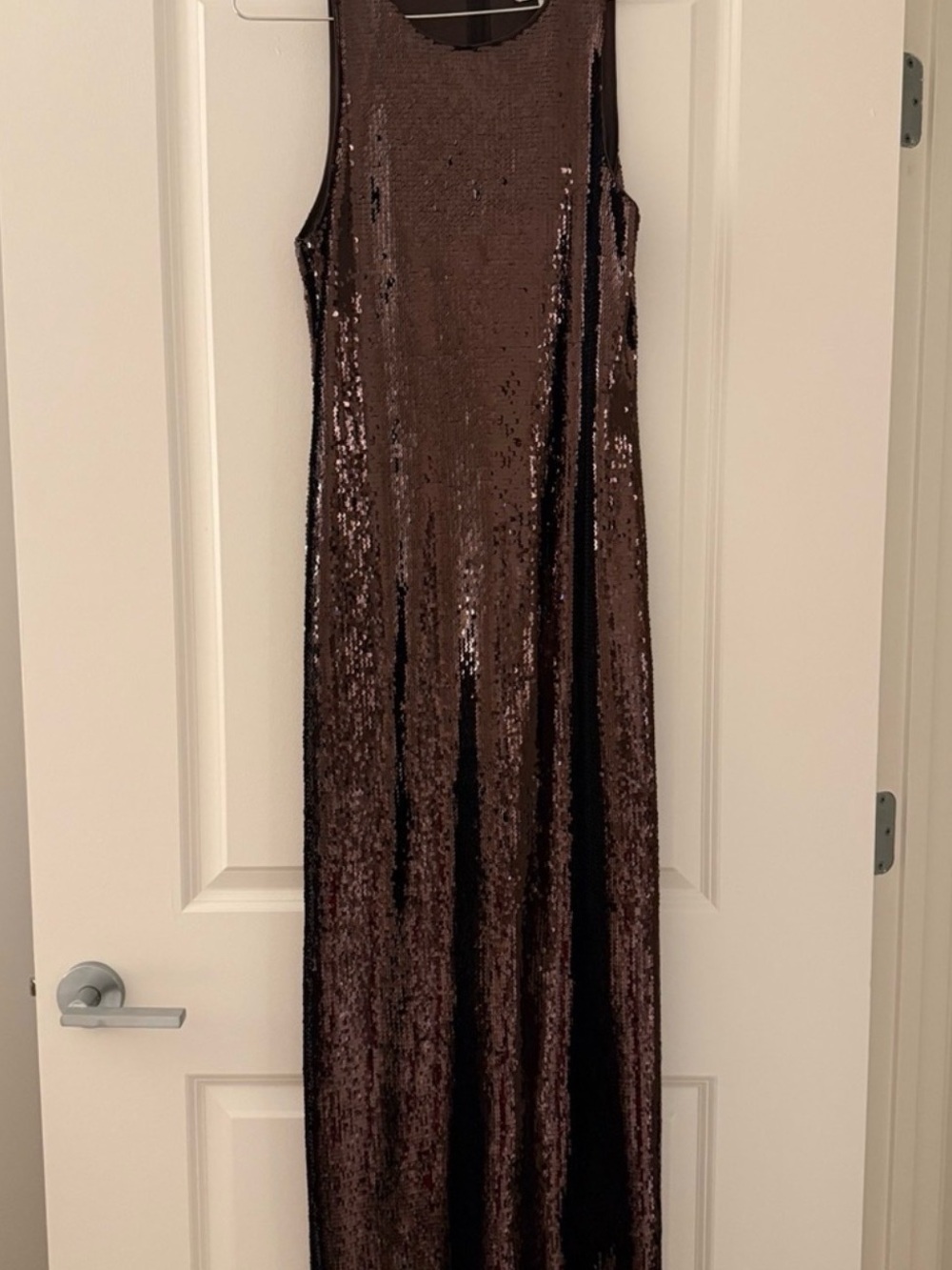 Brown Sequin Sleeveless Maxi Dress